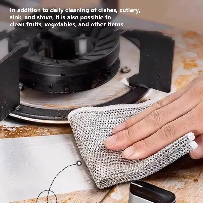 kain kawat cuci piring lap kawat halus dapur persegi 5