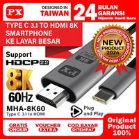 Gambar Kabel HDMI Type C 3.1 to HDMI Dongle MHL Mirroring Cable 8K 60Hz Anycast Dongle Miracast Mirascreen Ezcast Converter Smartphone Tablet HDCP 2.2  Kabel HDMI HP ke TV Monitor Proyektor PX MHA-8K60 dari PX Official Store Kota Administrasi Jakarta Utara 1 Tokopedia