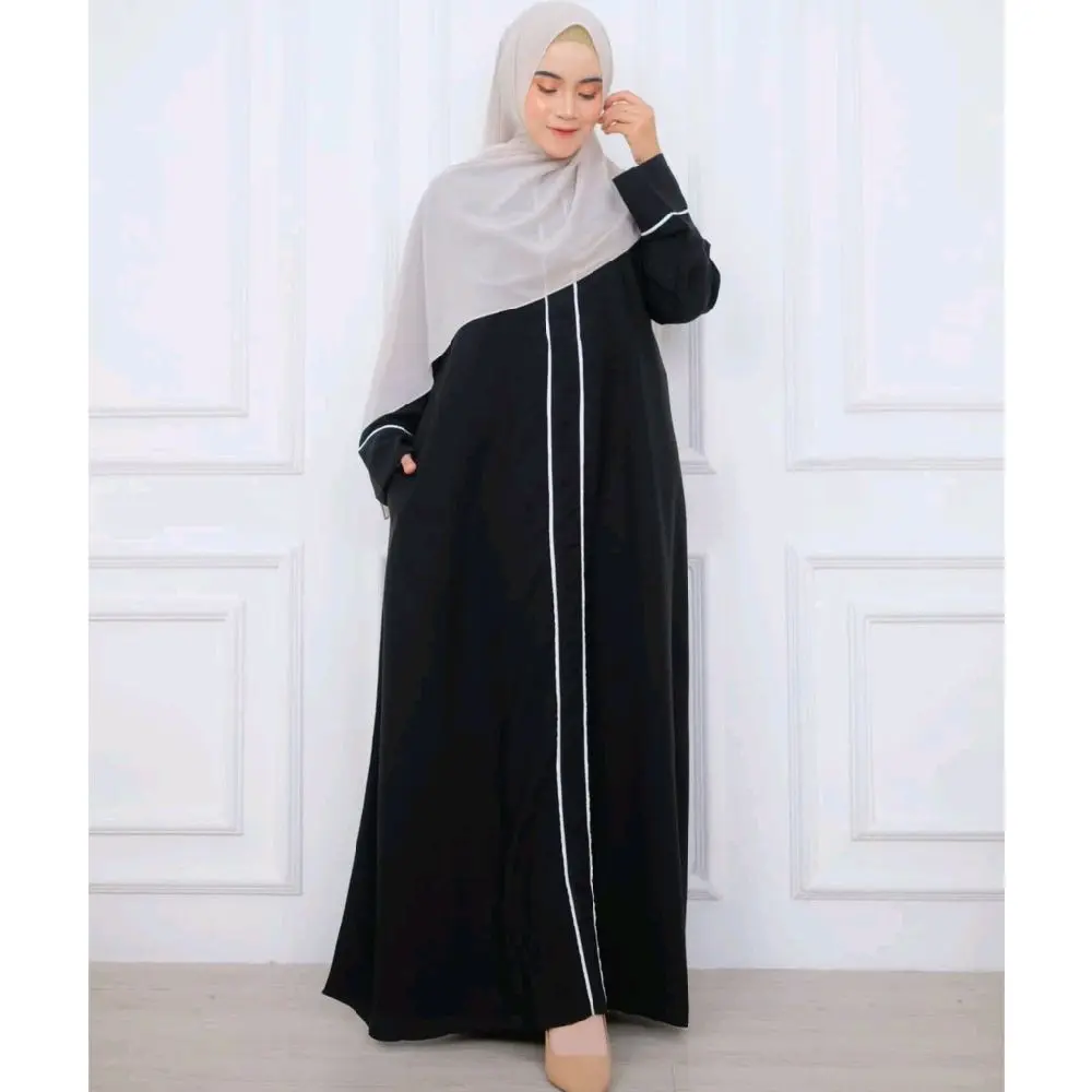 Abaya Basic Jetblack Premium S-XXL / Abaya Hitam Jetblack Remaja/ Abaya Gamis Hitam Terbaru 2024 Dress Wanita Muslim Turkey Arab