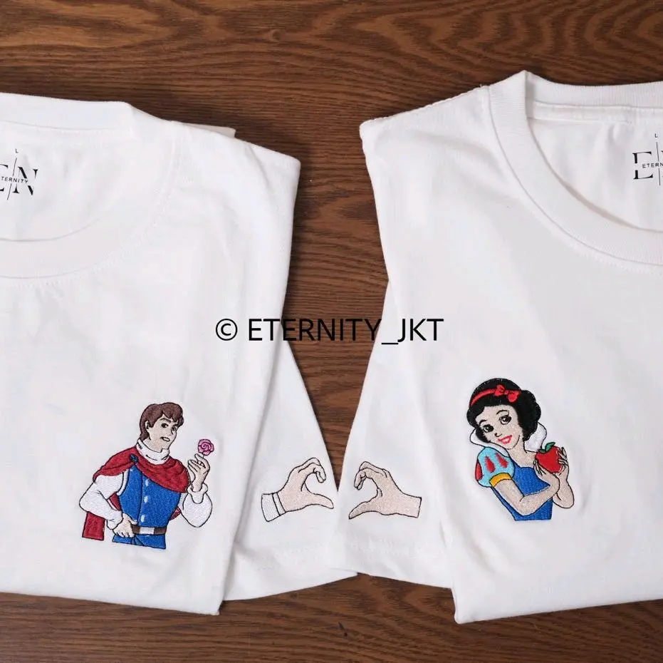 kaos couple Snow white & Prince cotton combed 20s premium[free sticker&readystock]