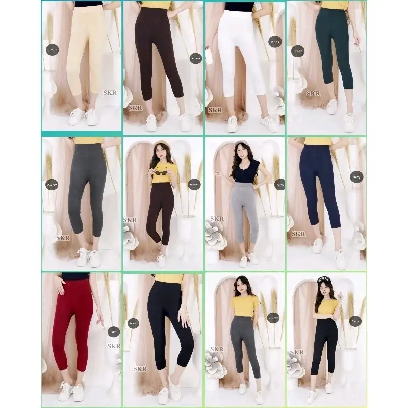 BRILICLOTHING -LEGGING POLOS TEBAL-LEGGING HW WANITA- LEGGING DEWASA -PINGGANG HIGH WAISH Spandex Waist Selutut