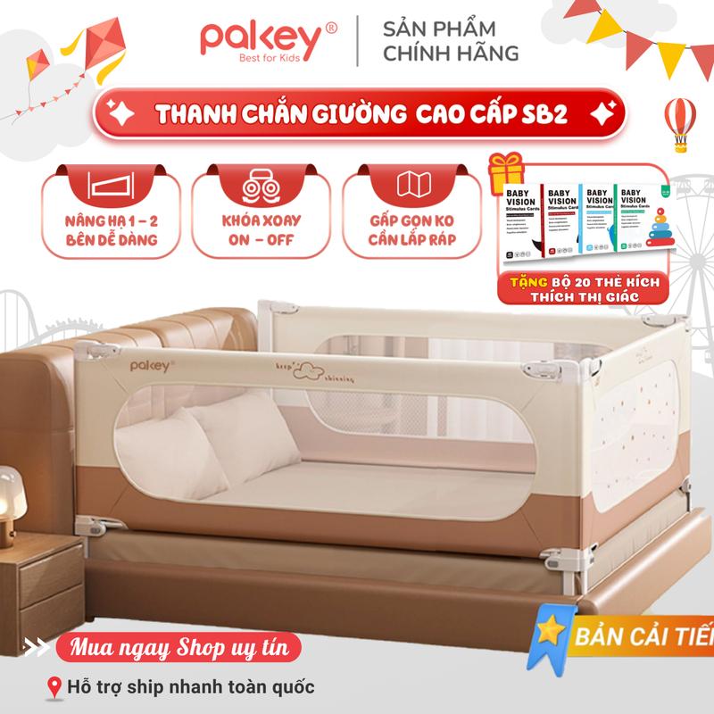 Thanh Chắn Giường Pakey Style Hàn Quốc, Nâng Hạ Cả 1&2 Bên Tiện Lợi, An Toàn Cho Bé Thanh Chặn Giường Bảo Hành Chính Hãng