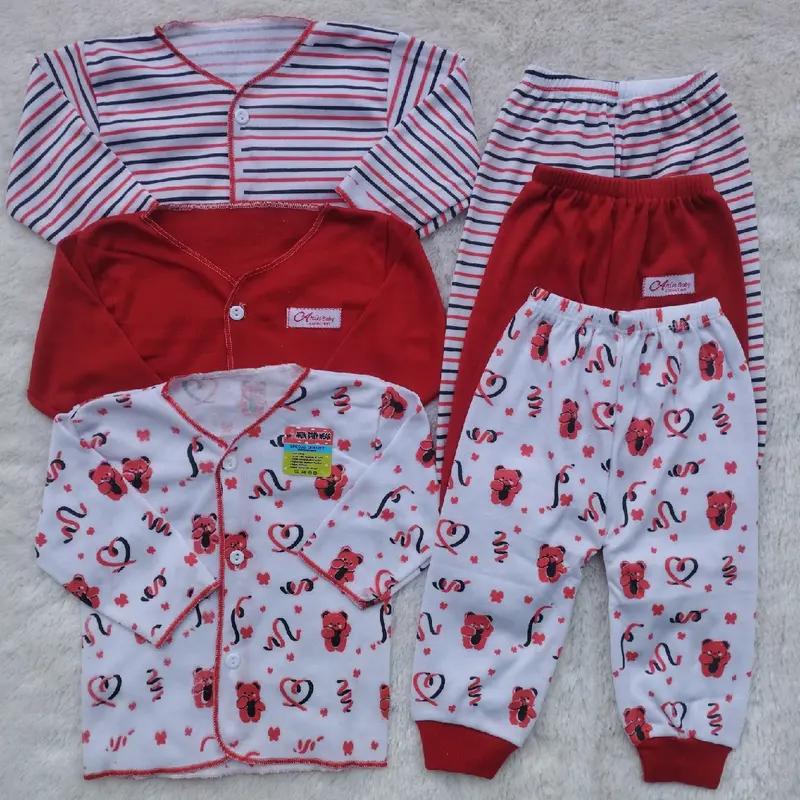 6 pics baju bayi newborn baru lahir usia 0 3 bulan laki laki perempuan warna merah motip karakter Laki-Laki 0