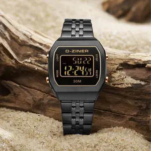 Dziner Jam Tangan Wanita 8370 Digital Rantai Stainless Steel Water Resistant 3 ATM