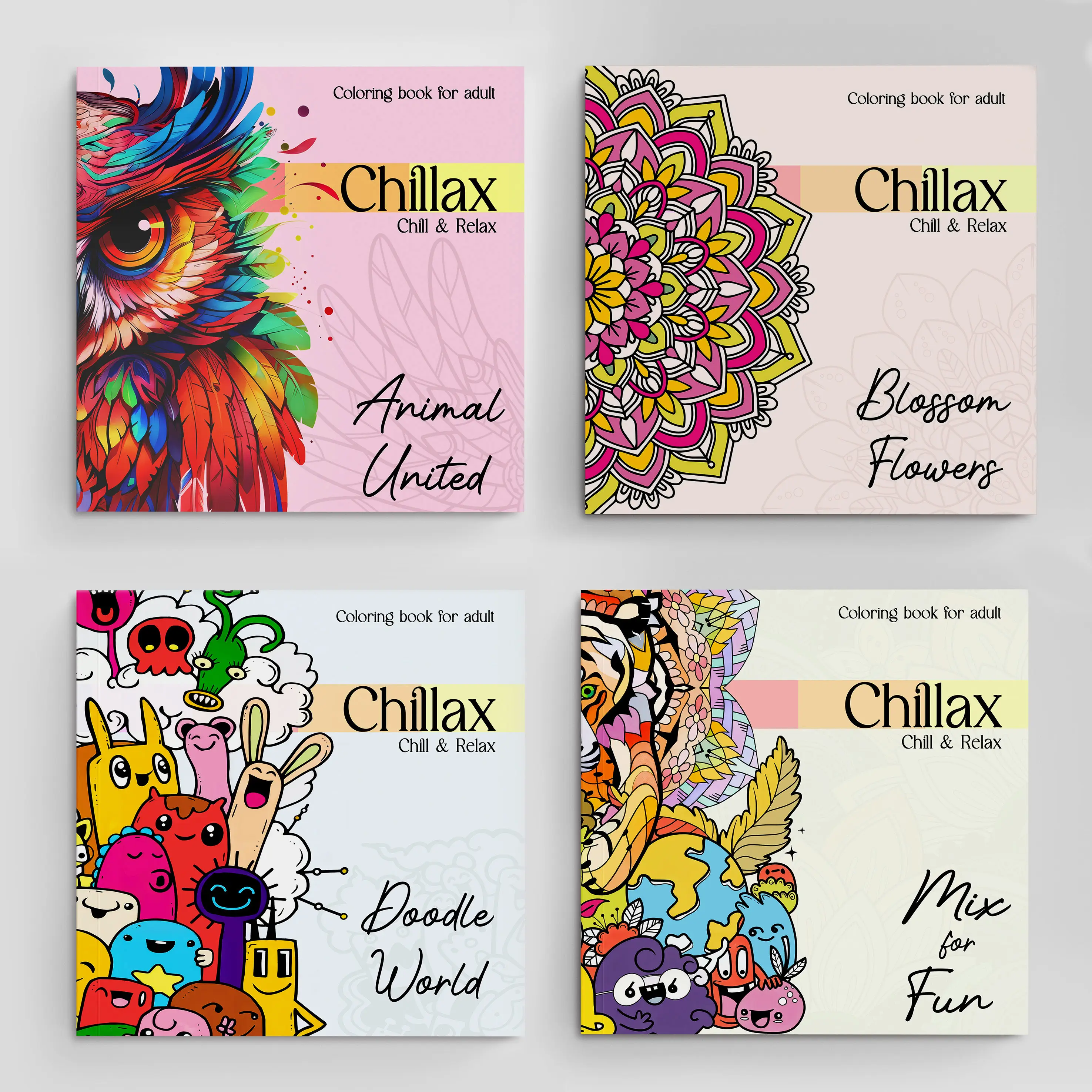 [Chillax] Adult coloring book (Buku mewarnai dewasa) Vol #1 - Mandala, Doodle, dll