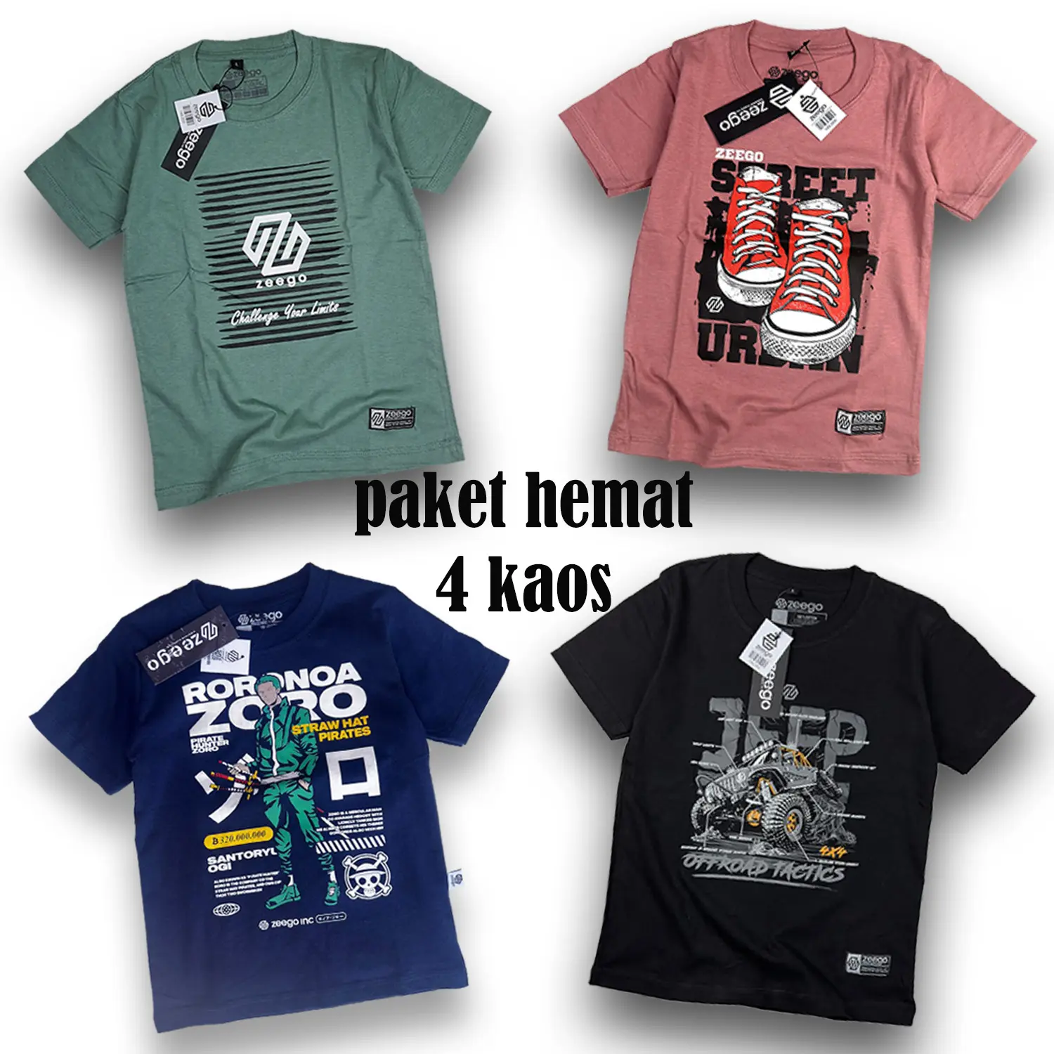 Paket 4 pcs kaos anak laki laki distro original premium terlaris bahan 100% katun Keren Atasan Baju Pakaian Fashion Motif
