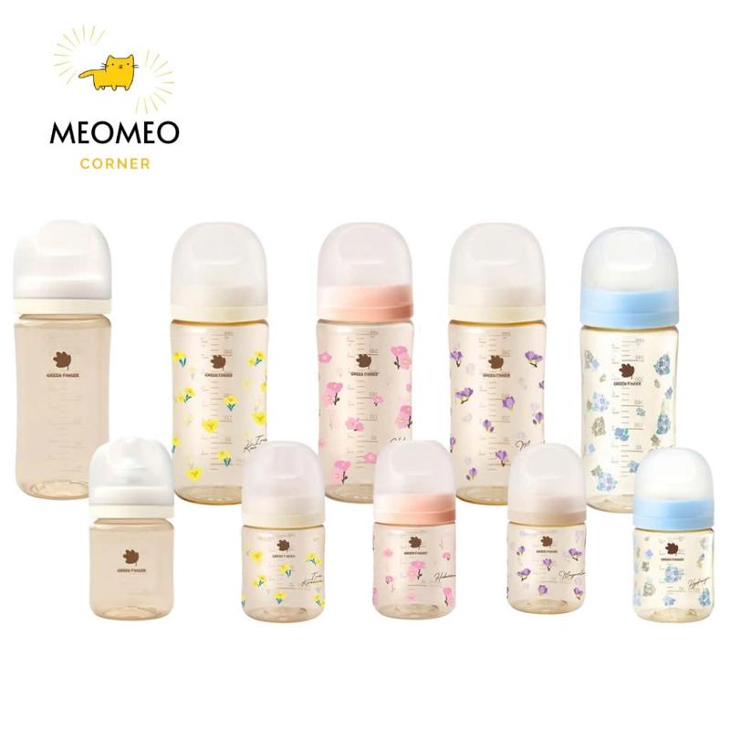 [ KHÔNG HỘP ] Bình sữa Green Finger Bebegrow PPSU Hàn Quốc size 160ml / 280ml núm ti mềm 2 van khí chính hãng Greenfinger - GREEN