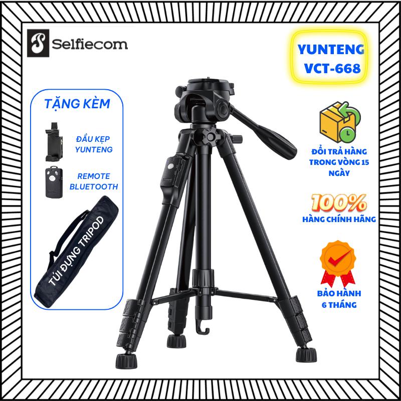   HCM Chân đế máy ảnh tripod điện thoại YUNTENG VCT 668   Phụ Kiện kèm đầu kẹp điện thoại remote Selfie chụp ảnh và túi đựng  