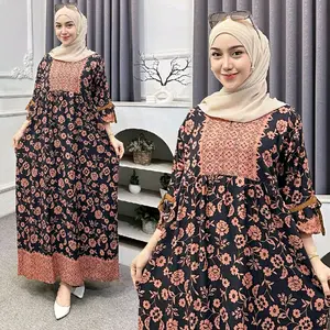 Gamis Daster Rayon Premium Wanita Busui Elegan dengan Resleting Depan & Tali Samping Bahan Nyaman Ukuran Ld 120cm Pb 130cm