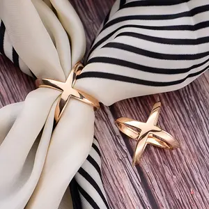 Initialglow Bros Ring Hijab Cincin Hijab Ring Syall Pelapis Logam Anti Karat Model Silang Accessories Hijab Mulimah & Syall Wanita Korea Best Seller Bahan Alloy Premium
