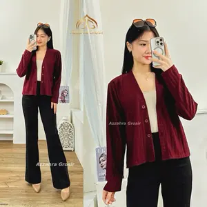 Azzahra Grosir - Nesta Cardigan Crop Wanita Knit Premium Outer Top Knitwear Baju Atasan Kardigan Oversize Basic