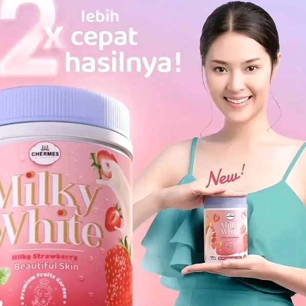 Milkywhite size mini, perbotol isi 18 saset, 2x lebih cepat memutihkan kulit secara menyeluruh. 1