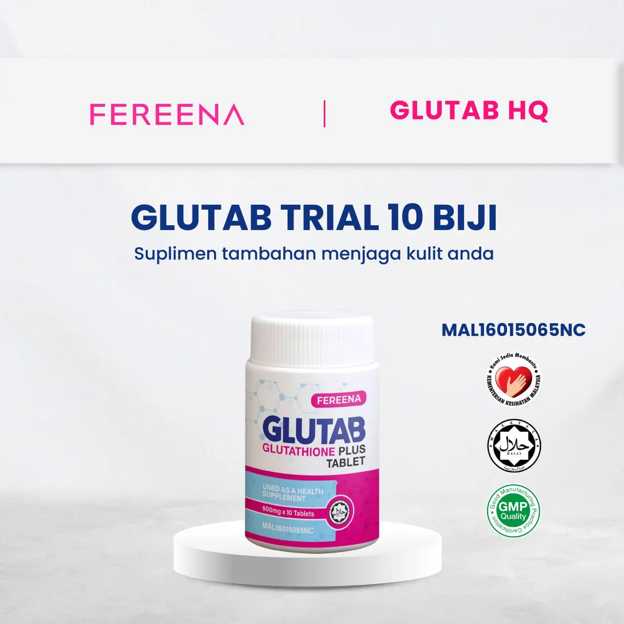 TRIAL Fereena GluTab Glutathione Plus Tablet Chewable Vitamin C 600MG