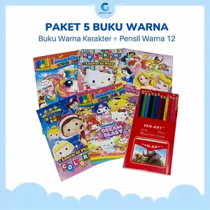 Paket Hemat 5in1 Buku Mewarnai Anak Belajar dan Pensil Warna