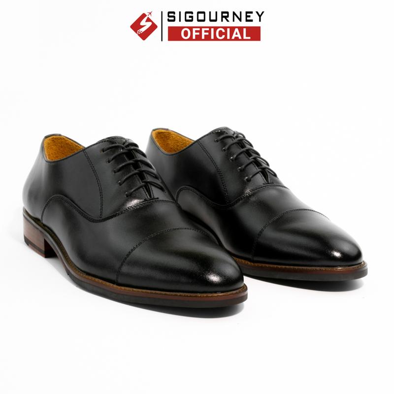   Đế gỗ - Lót da Giày Oxford Captoe Đế Phíp cao cấp SIGOURNEY SCC-02 Nam Shoes 