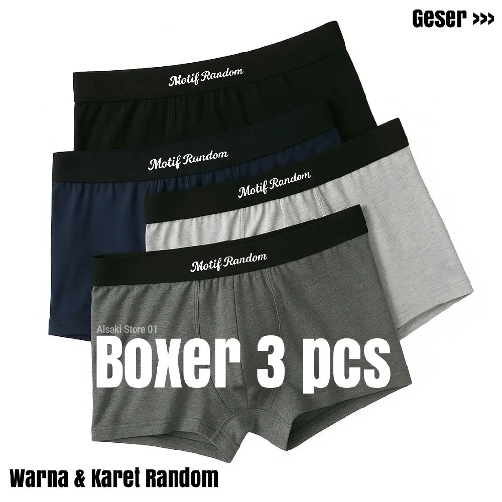 ISI 3 Celana Dalam Boxer Pria Dewasa Remaja Murah Kualitas Premium / Celana Dalam Cowok Katun Nyaman Karet Motif Kotak priamurah Pendek Sport sempak baru celanada lampriamurah