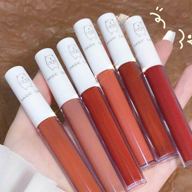 【5Pcs/6Pcs】 Paket Lipstik Matte Cokelat/Set lip gloss matte beruang - Lipstik Matte Anti Air Tahan Lama yang Tidak Luntur, Set Lipstick Velvet Matte, Tidak Menempel ke Piala.Waterproof Bibir.Lip Glaze Matte Chocolate