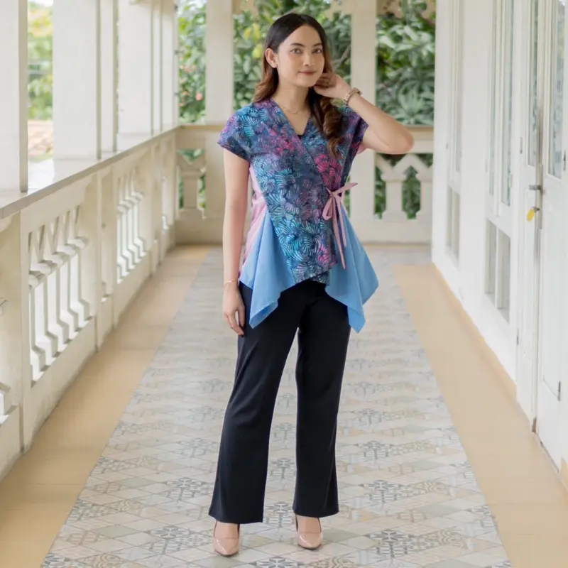 MEYDEND - Lavanya Blouse Atas Batik Cap Premium Lengan Pendek