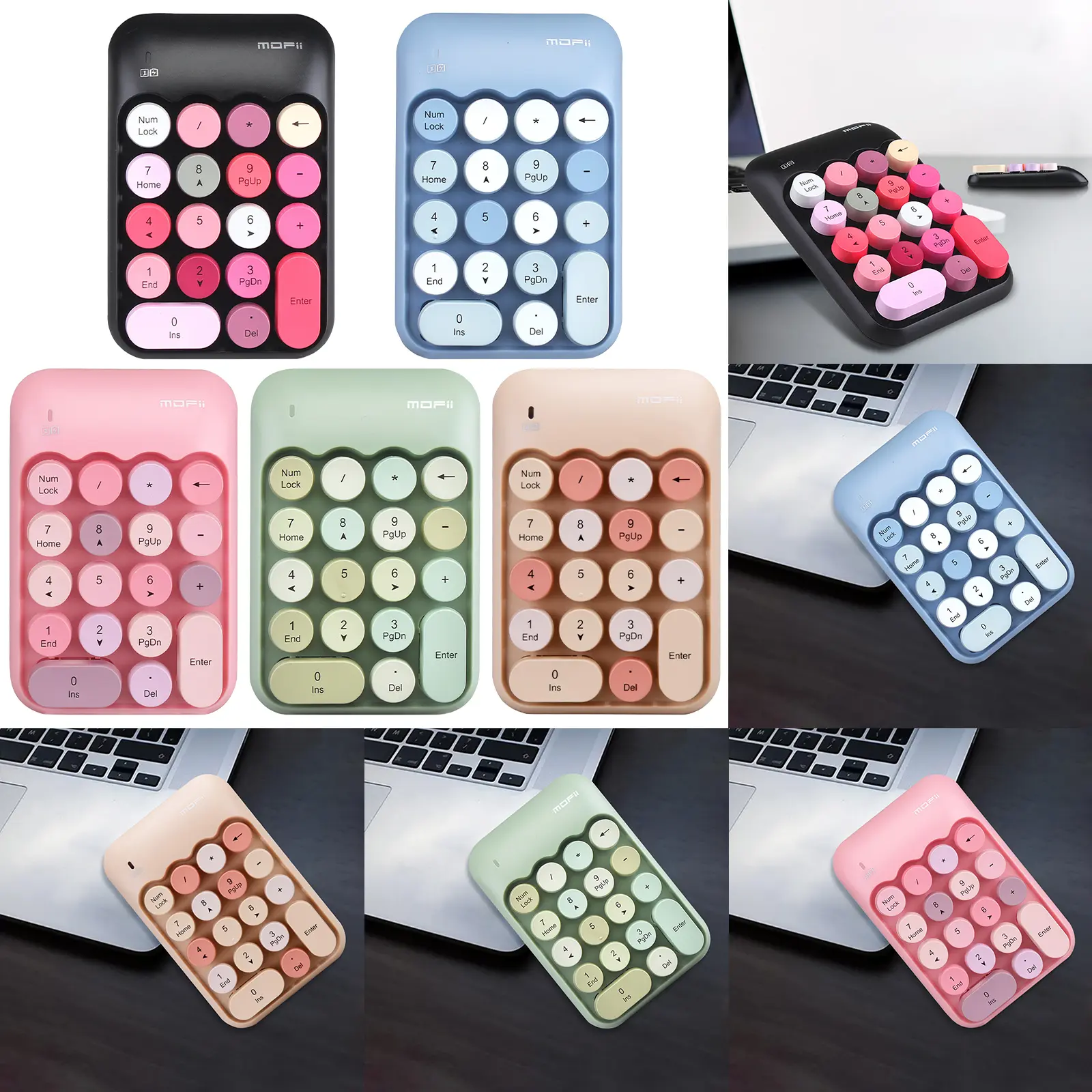 Mini Portable Wireless Numeric Keypad, 18 Round Key Financial Accounting Keyboard Extensions Number Pad for Desktop Laptop PC