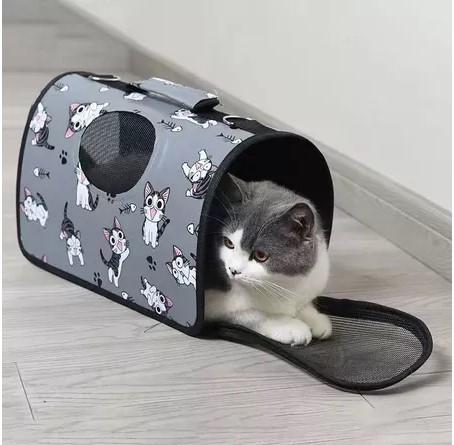 Túi Vận Chuyển Chó Mèo Kích Thước L 52*22*29cm Màu Kem Xanh Lam Hồng Xám Tặng Dây Đeo Cho Thú Cưng Nhỏ Vừa Lớn Dưới 7kg Chất Liệu PVC Canvas Vải Oxford