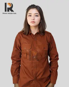 BAJU PDL/ PDH POLOS Panjang, Lapangan/ Outdoor/ Operator/ Mekanik, Kemeja Formal Warna Merah Bata/ Terakota - Rhons Vendor Solo