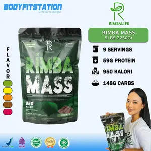 Rimba Mass 5 lbs - Rimbalife rimba life gainer 2250 g gr gram grams bpom fitness gym halal kilo susu suplemen whey body bodyfitstation
