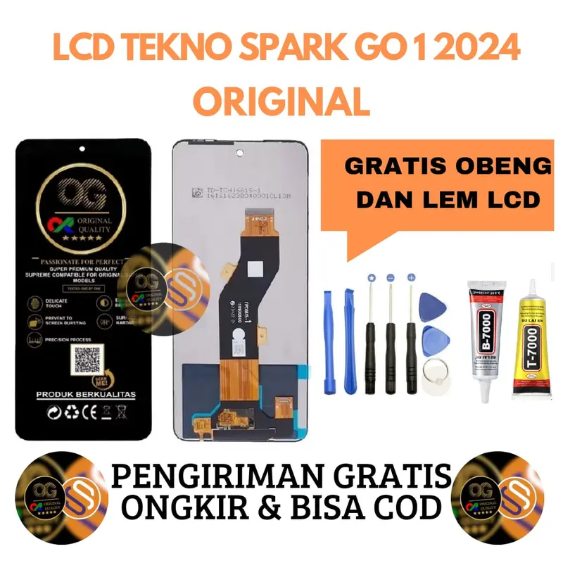 Lcd touchscreen Tekno Spark Go 1 2024 Original OG SUPER Full set Gratis Obeng Dan Lem / Lcd TEKNO SPARK GO 1 2024 Original Garansi Pabrik 0