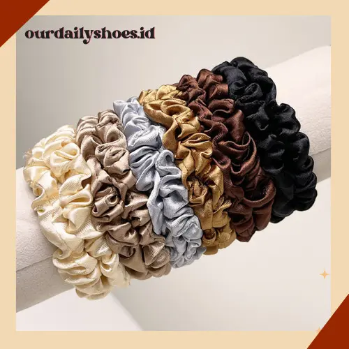 Bd09 Ikat Rambut Ponytail Scrunchie Kain Satin Sutra/Tali Rambut Best Seller
