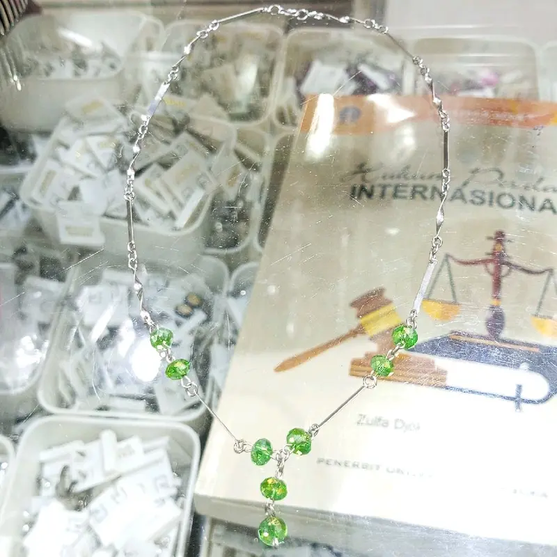 Kalung monel anti karat variasi dengan kristal ceko pjg 45cm - dierwae 2