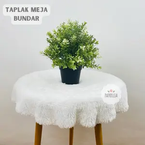 Papryllia - Taplak Meja Aesthetic Bulu Bundar Bulat Diameter 50cm