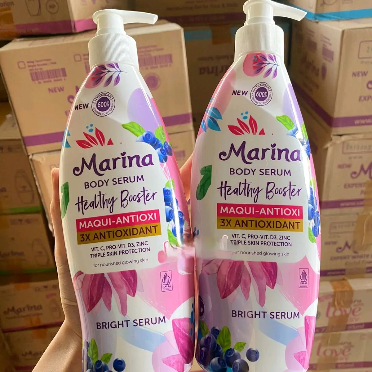 Marina Body Lotion Jumbo Booster Kulit Tubuh Putih Pencerah Badan Putih 350 Ml Hand Vitamin Mencerahkan