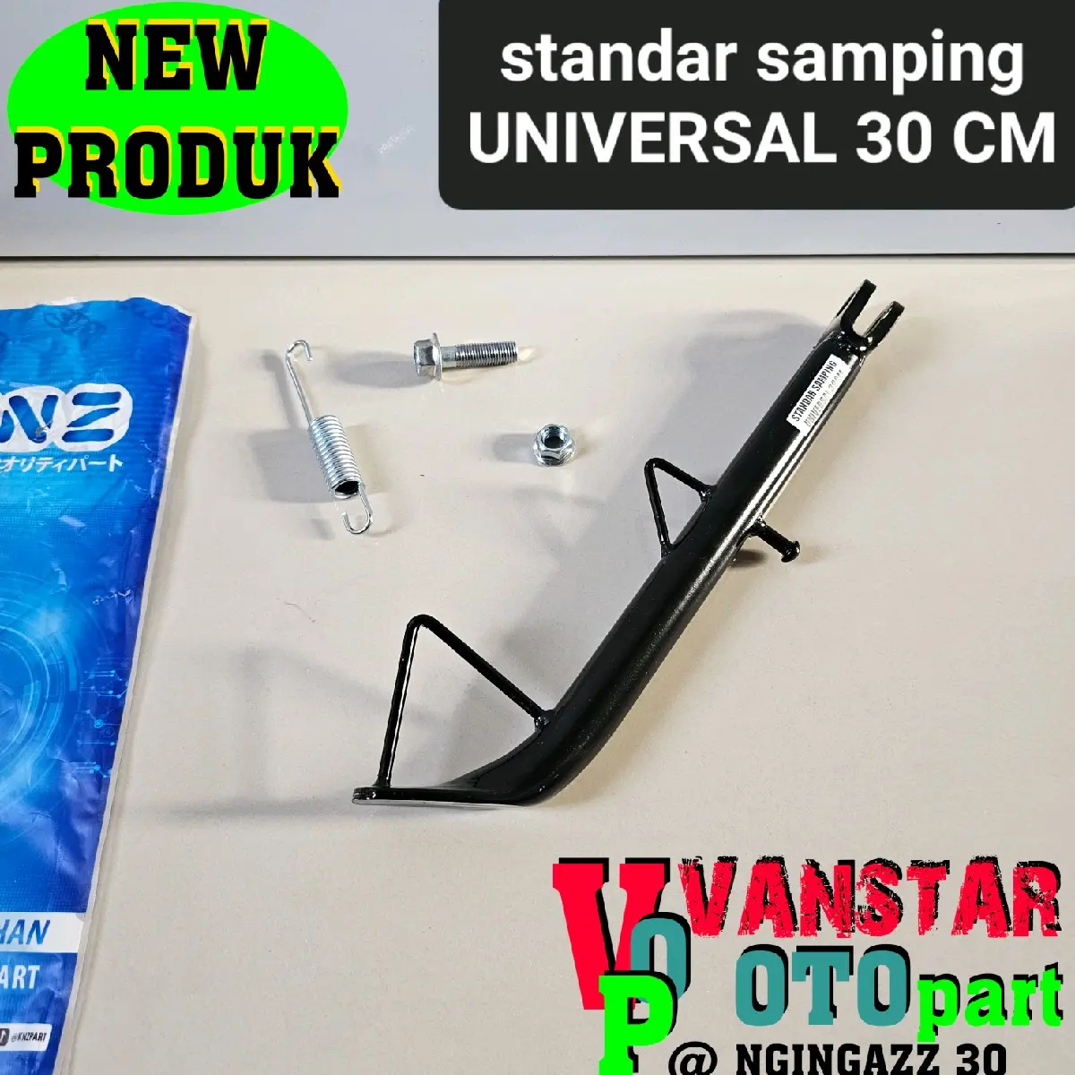 standar samping UNIVERSAL 30 cm 30cm bahan tebal warna hitam lengkap