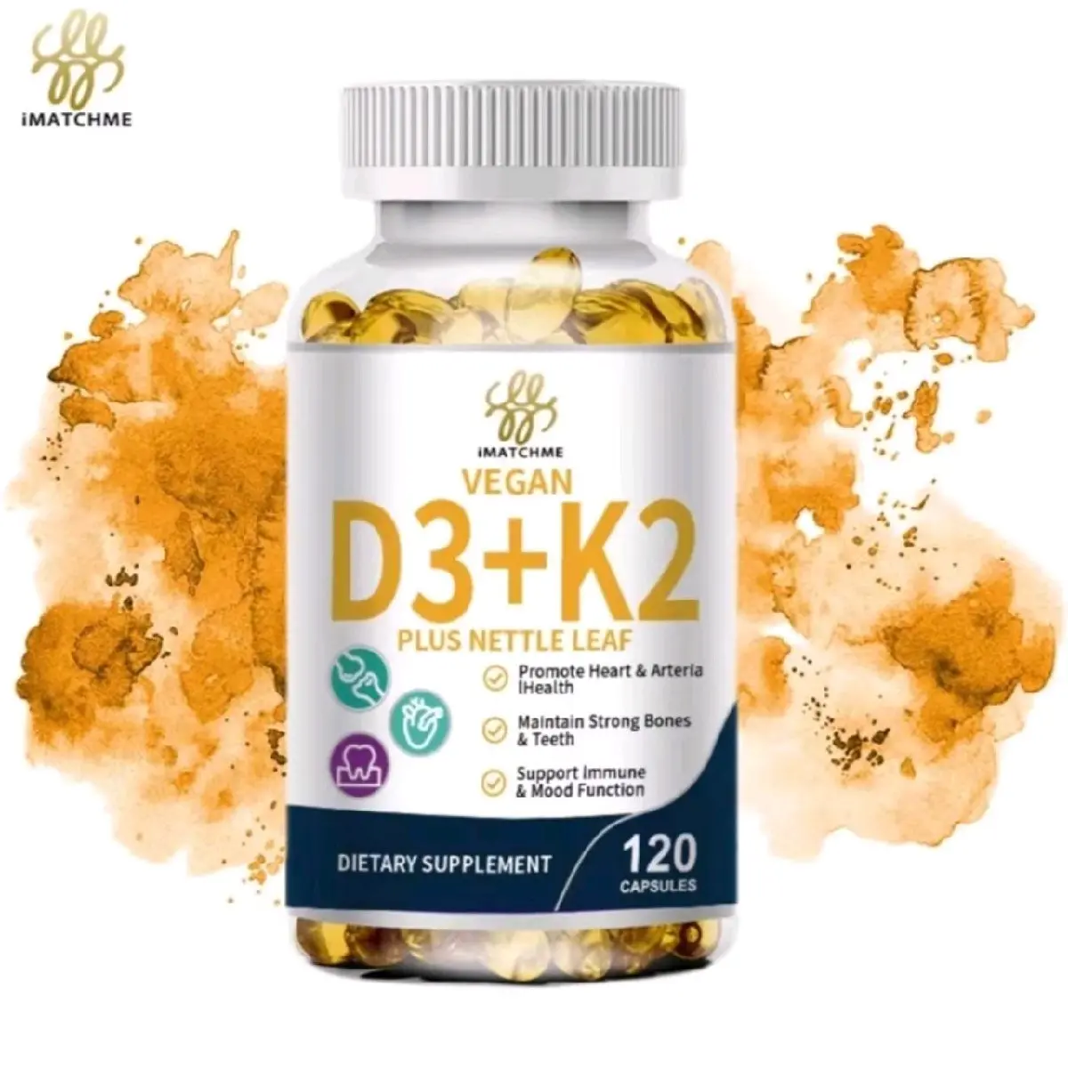 VEGAN - Vitamin D3 + K2 Plus Nettle Leaf  10,000 UI 120 Pcs Untuk Kesehatan Calsium Tulang & Sendi Lansia Peninggi Kalsium