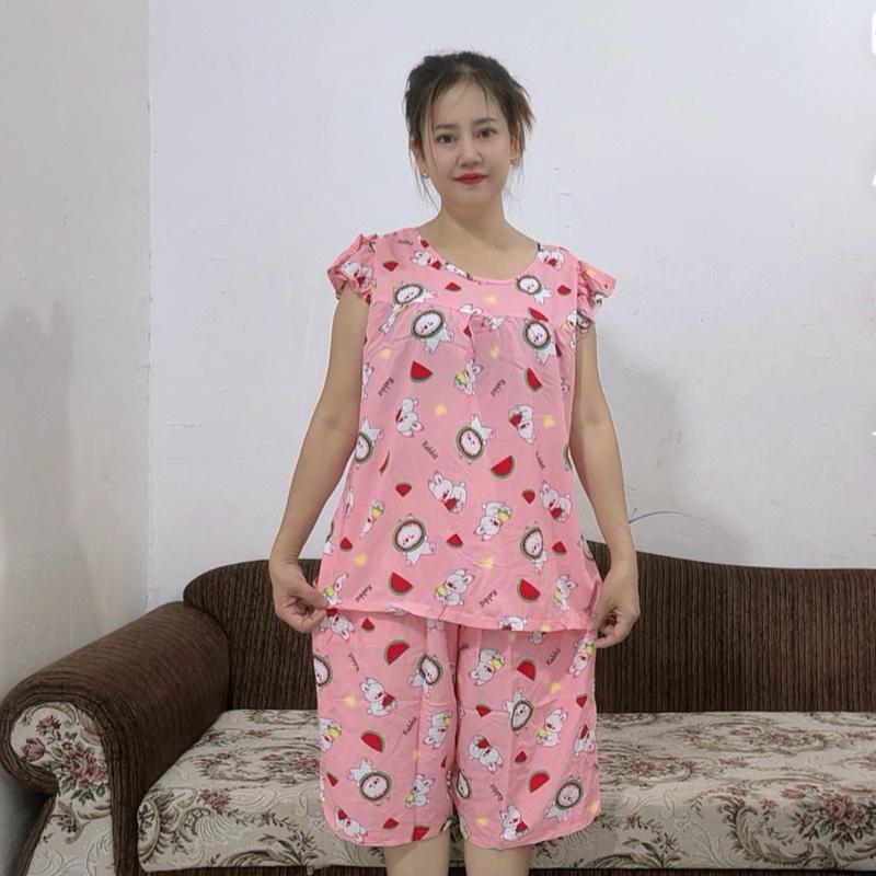 H-30.Đồ Bộ Tole Lanh Quần Lửng Áo Tay Cánh Tiên.  Size 5. 75-83 kg.Màu Sắc Hoạ Tiết Khác Nhau. Nữ Women Nữ Women
