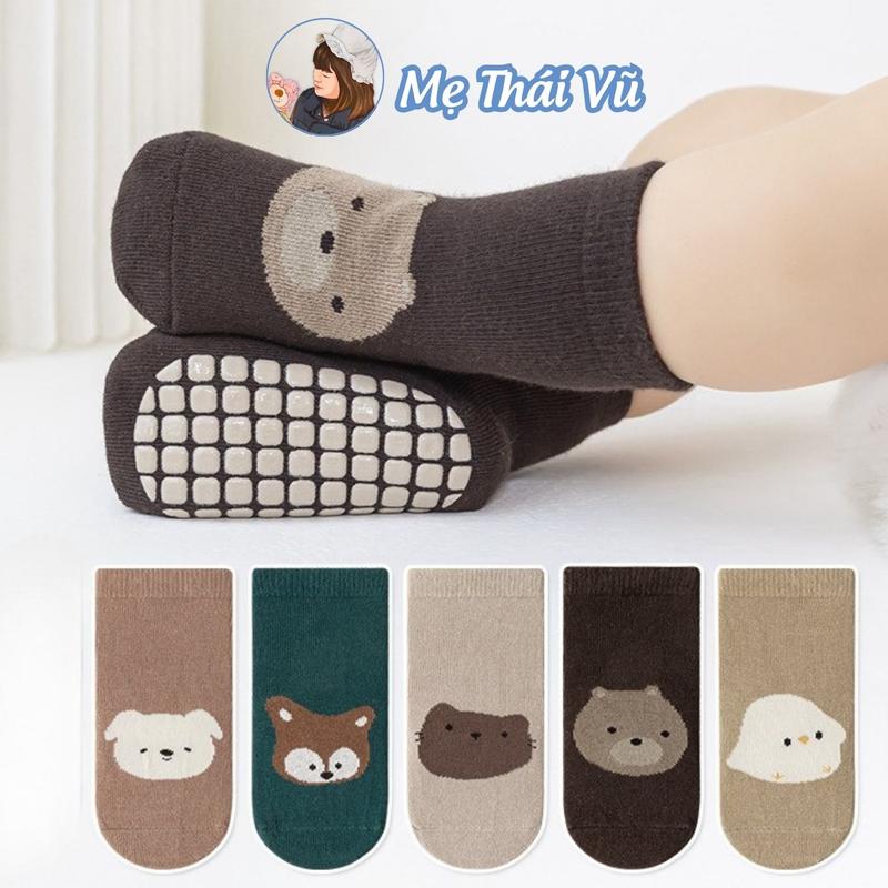  Combo 10 đôi tất chống trượt cho bé vớ cotton co giãn trai gái sơ sinh 0-2 tuổi Mẹ Thái Vũ 