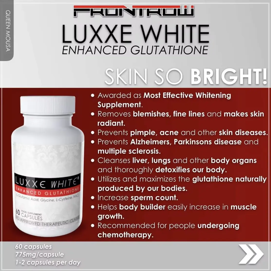luxxe white enhanced glutathione 775mg 60 Capsules with FREE Luxxe Soap 01 collection::antioxidants Now Foods - Glutathione, Size:1000g