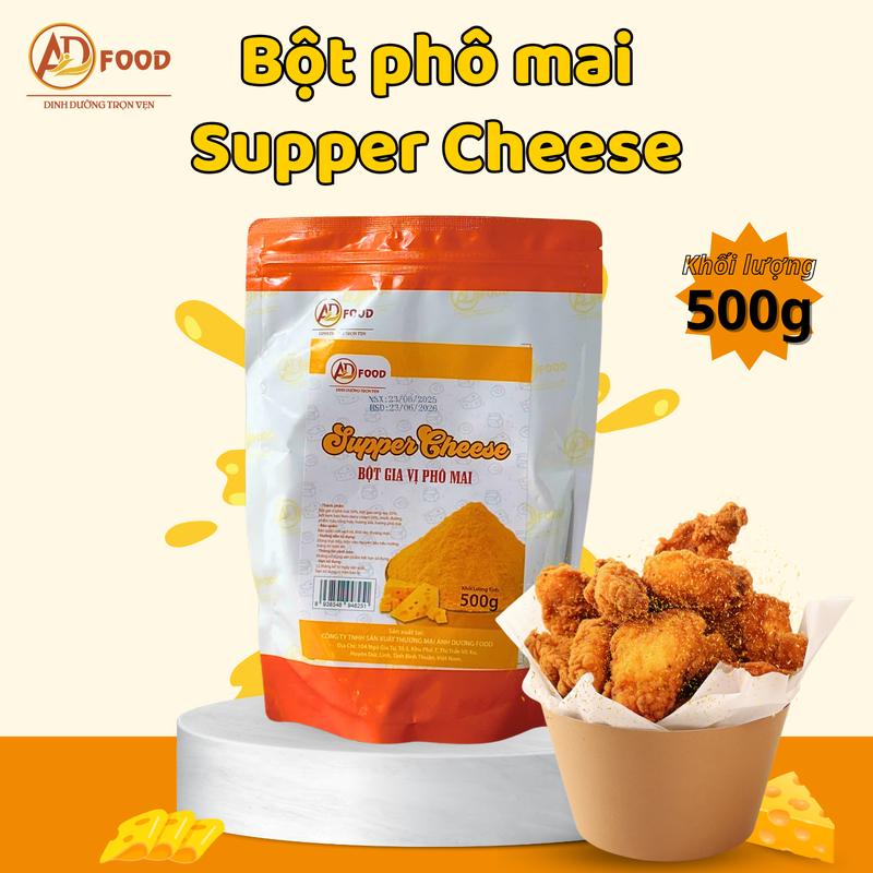 500g Bột phô mai Supper Cheese ADFOOD - màu vàng đậm vị thơm ngon dùng để lắc các món ăn