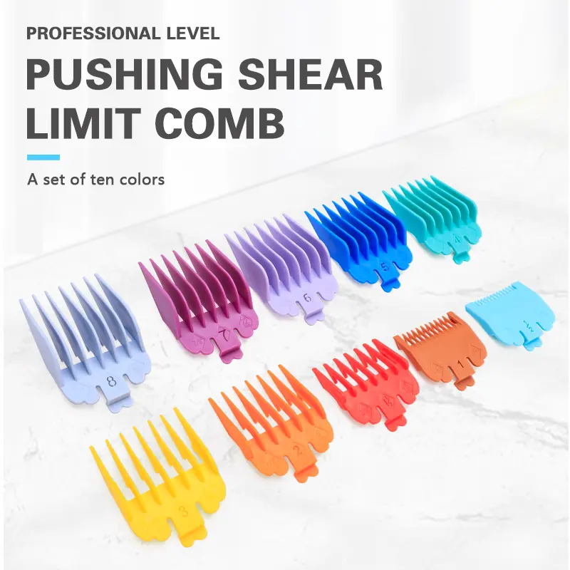 Set Lampiran Panduan Sisihan Gunting Rambut, BarberTop, 10pcs, 1.5mm-25mm, dengan Dulang Penyimpanan, Sesuai untuk Gunting Rambut, Pencukur dan Aksesori Potongan Rambut