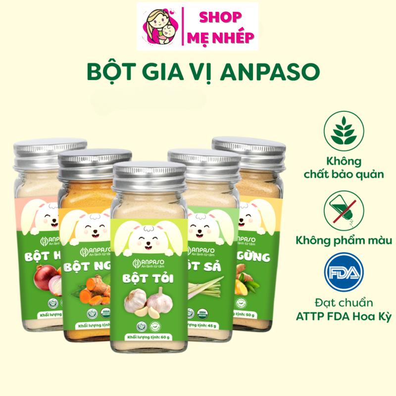 Bột gia vị ăn dặm cho bé Anpaso lành tính, đa dạng hương vị (Hành, tỏi, nghệ, sả, gừng)