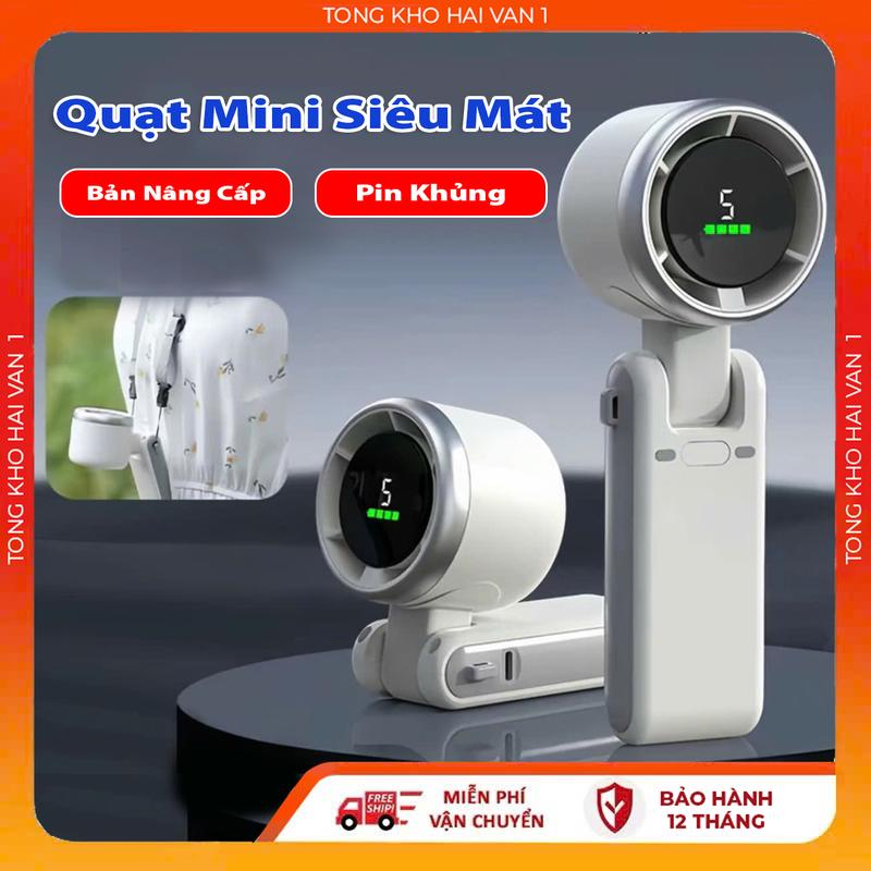 Quạt mini cầm tay mini MG9 dung lượng pin 4000mAh 5 cấp độ gió quạt tích điện có thể gấp gọn màn hình hiển thị pin tuabin gió bảo hành 1 năm