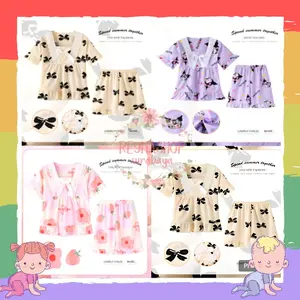 (NAS-NAU) Setelan Baju Tidur Anak Perempuan Lengan dan Celana Pendek Korea Style kekinian import