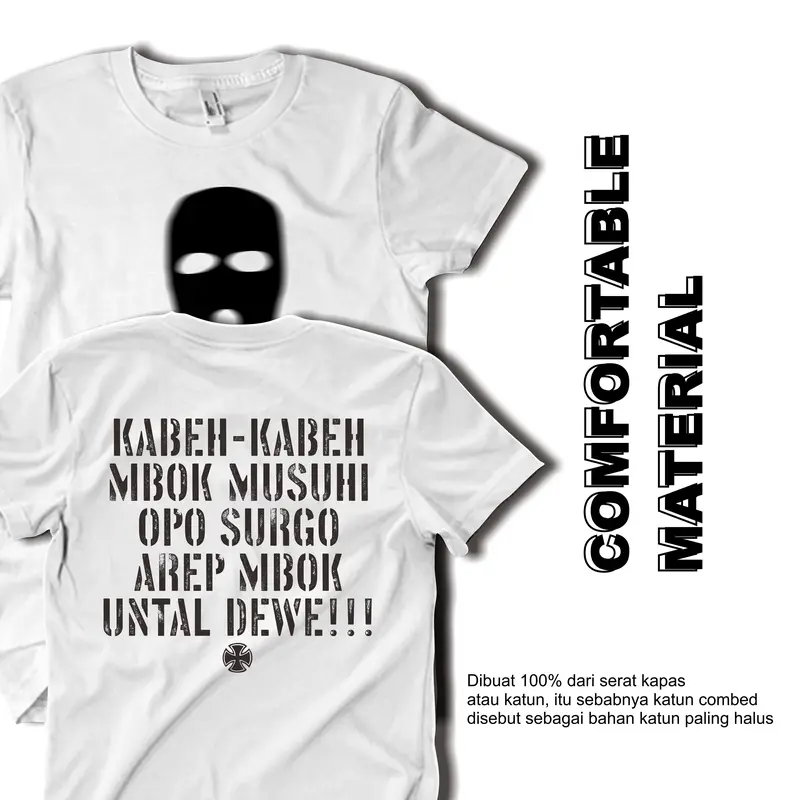 Kaos Unisex Keren "Kabeh Mbok Musuhi" | Katun Combed 30s Premium | Baju Sablon Pria Wanita - Hitam/Putih Distro Oblong Atasan Dewasa Surfing Motor 3