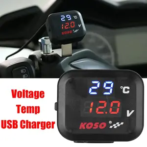 3 IN 1 DIGITAL LED VOLTMETER / VOLTMETER KOSO /SUHU LUAR/PORT USB PENGEPAS DC 8.0 ~30.0 V FOR HONDA SUZUKI