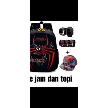 tas anak laki - tas anak Spiderman - tas sekolah anak laki - ransel sekolah anak laki (BONUS TOPI & JAM LED) 2