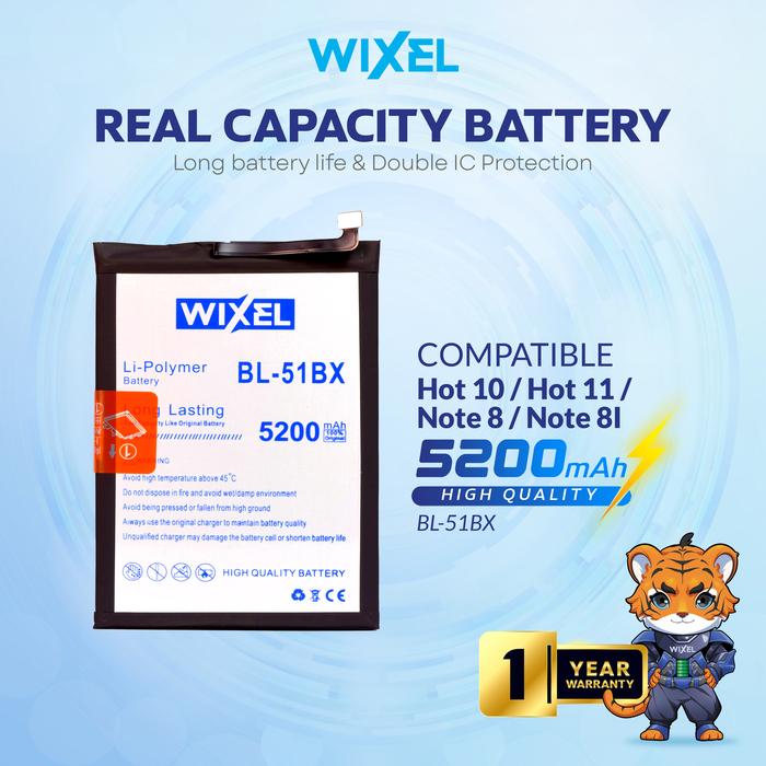 Gambar WIXEL Baterai BL-51BX BL51BX Compatible For Infinx Note 8 X692 Note 8i X683 X683B Hot 10 X682 X682C Hot 11 X662 Batre Batrai Battery Double Power dari WIXEL Kab. Tangerang Tokopedia