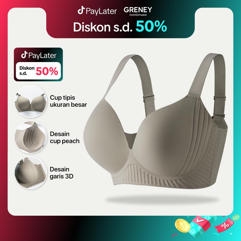 GRENEY-Gbras-Bra One Piece Warna Bh Wanita Beha Tanpa Kawat Cewek Lingerie Push up Berbentuk dan Nyaman Basic Plain  Push up Busa Tingkatkan Mengumpulkan PD Wireless Seamless Tipis-89849 0