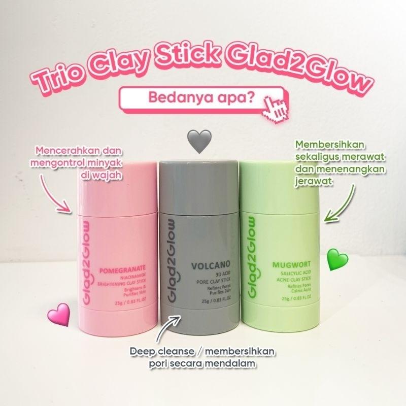 Product Introduction of Glad2Glow Clay Stick Pomegranate | Mugwort | Volcano 25 gr Masker Acid Claymask mask g2g pembersih 25