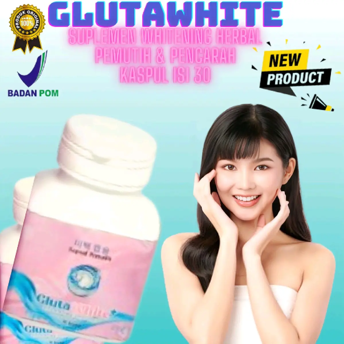 Glutawhite Pemutih Badan | Kapsul Pemutih | Mencerahkan Dan membuat kulit Bersinar+Glow,up Memutihkan