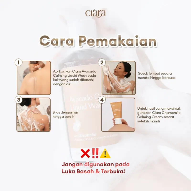 Ciara Avocado Calming Liquid Wash X Chamomile Calming Cream Melembutkan Kulit dan Kulit Gatal 3
