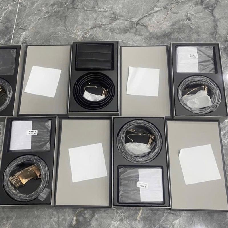  KIMTRONSALAN Combo Ví Da PU Nam Sang Trọng & Thắt Lưng Lịch Lãm Nhiều Ngăn Đựng Thẻ Màu Đen Cho Doanh Nhân 